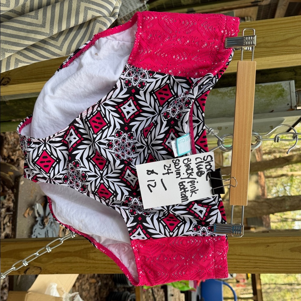 Chic Pink and Black Bikini Bottom shore club size 24